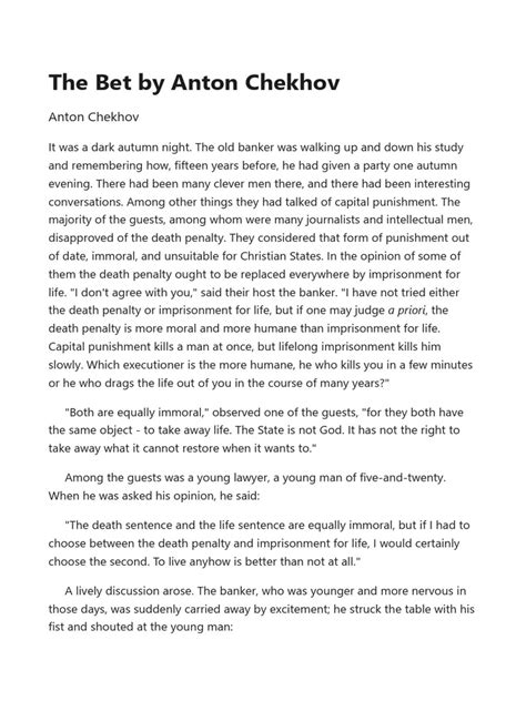 the bet anton chekhov pdf